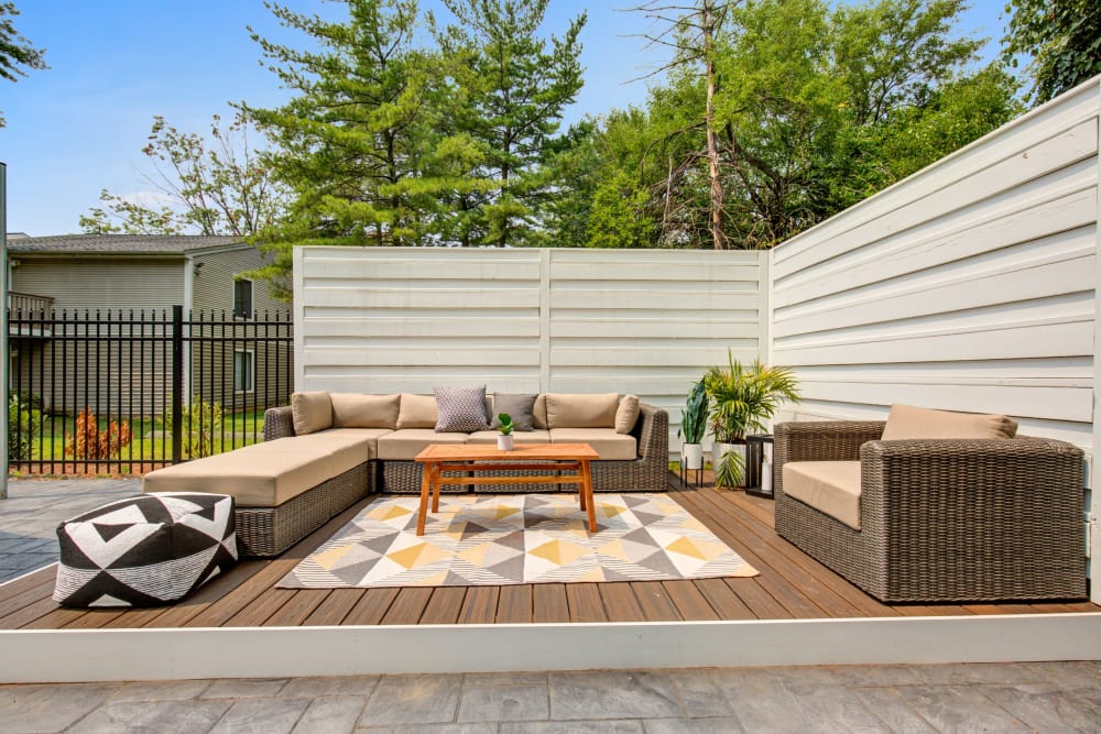 Outdoor couches for resident use at The Hamptons at Town Center in Germantown, Maryland