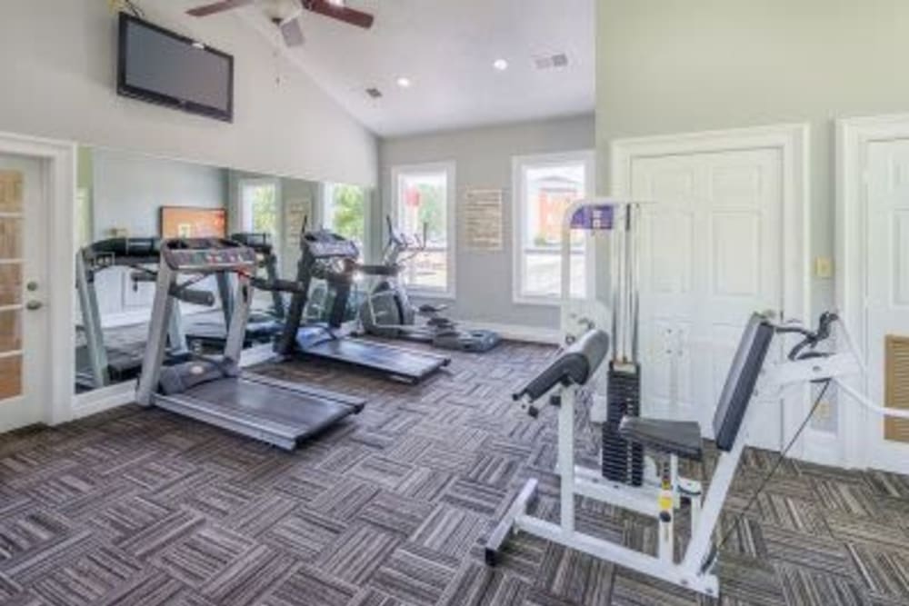 Well equipped fitness center at The Samuel in Hampton, Virginia