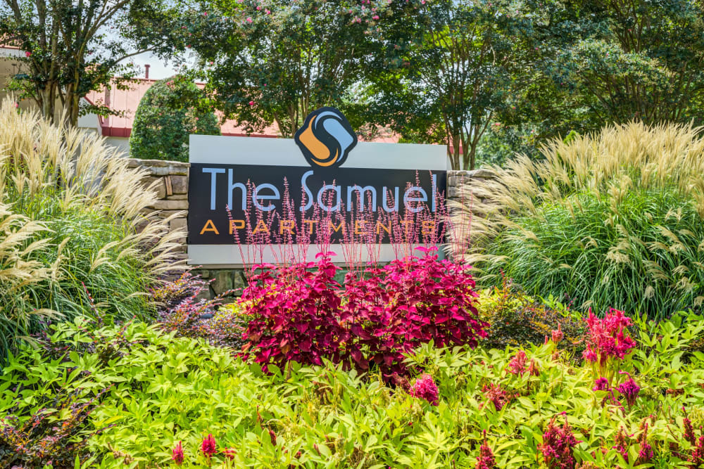 Front entrance sign at The Samuel in Hampton, Virginia