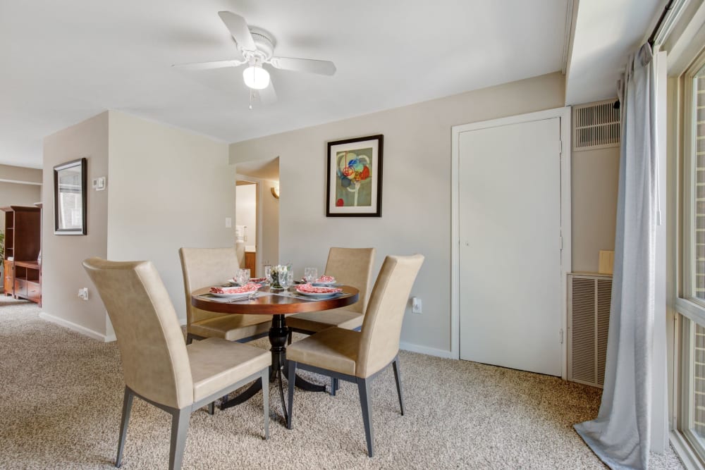 Model dining area at Westchester West in Silver Spring, Maryland