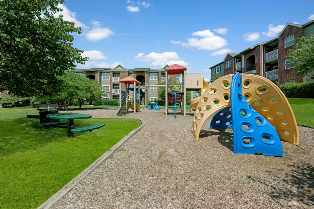 Large outdoor playground at Woodway at Trinity Centre in Centreville, Virginia