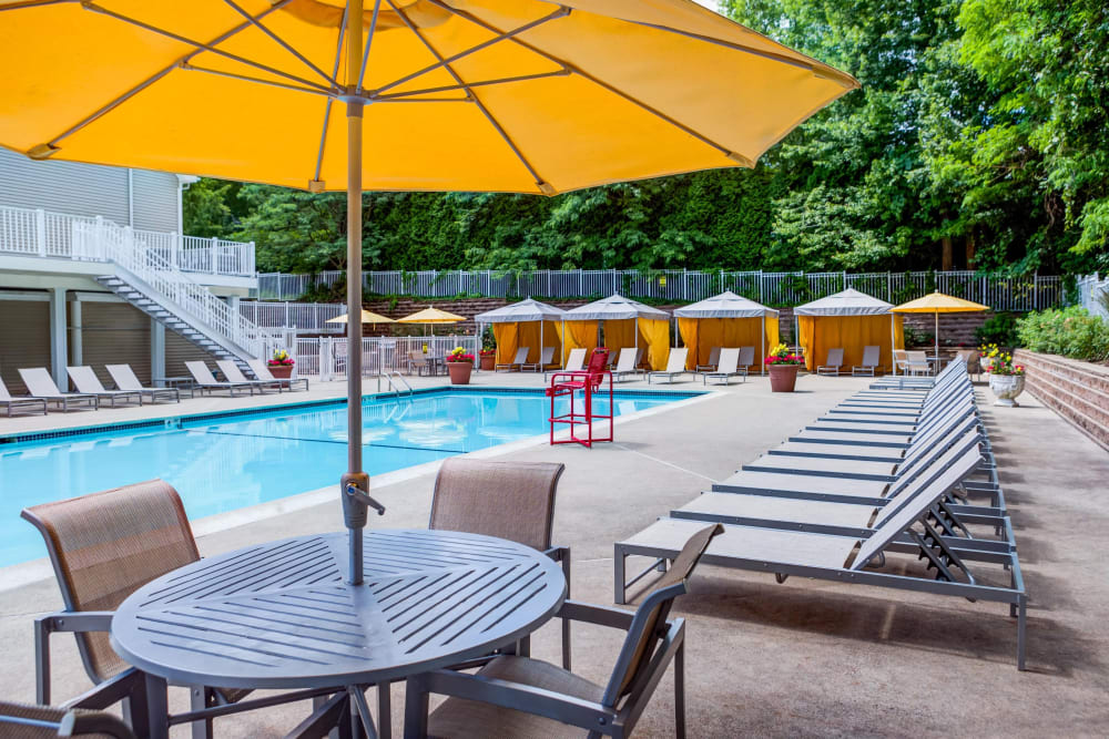Lounge chairs poolside at The Henry in Pomona, New York