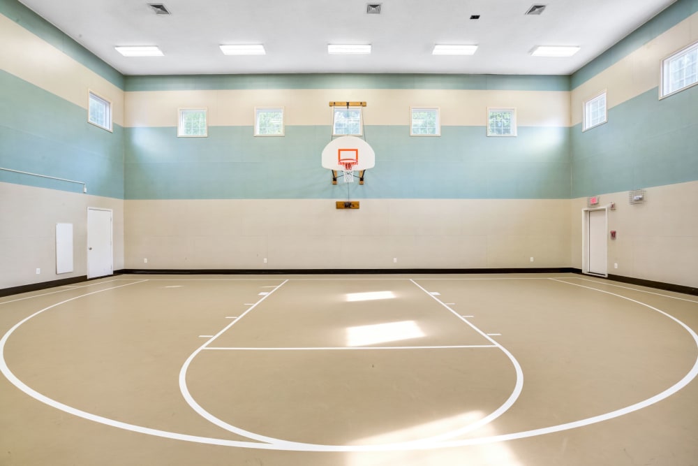 Indoor basketball court at The Commons At Haynes Farm in Shrewsbury, Massachusetts