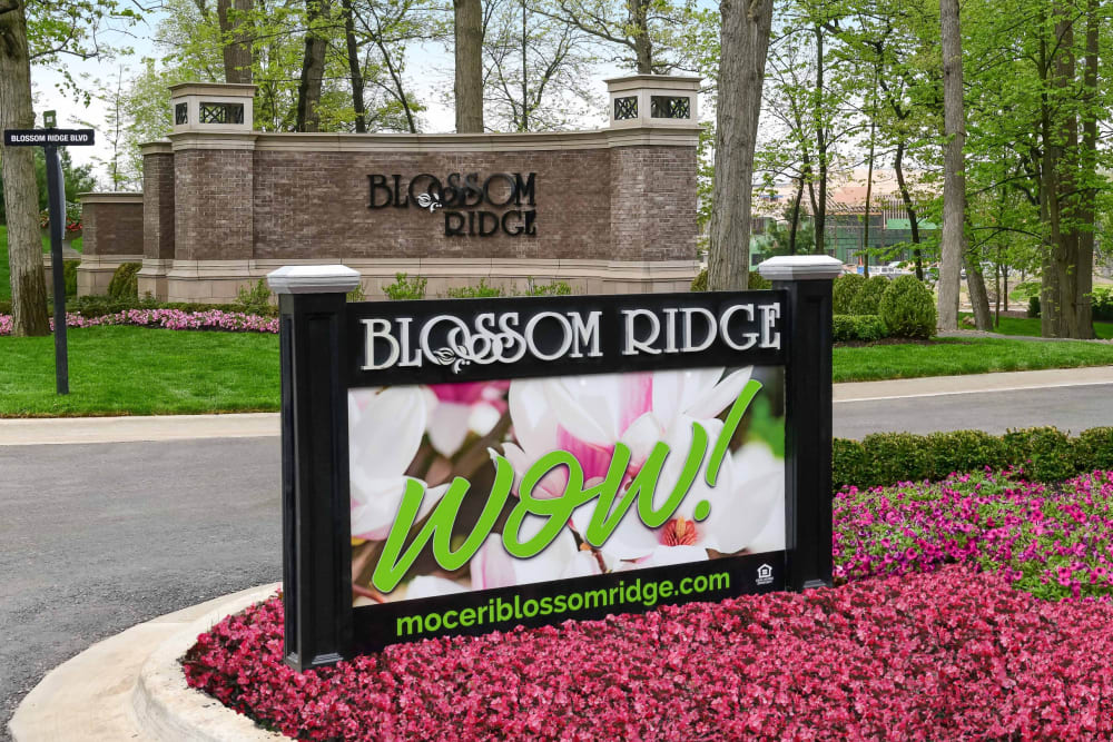 Location sign outside at Blossom Ridge in Oakland Charter Township, Michigan