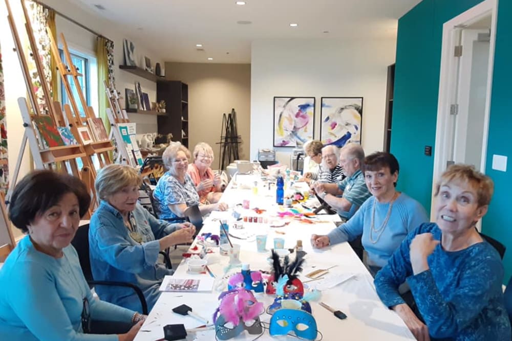 Residents doing crafts at Blossom Ridge in Oakland Charter Township, Michigan