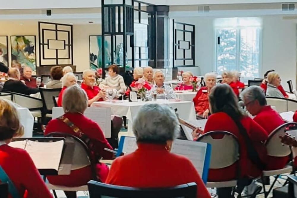 Residents enjoying a concert at Blossom Ridge in Oakland Charter Township, Michigan