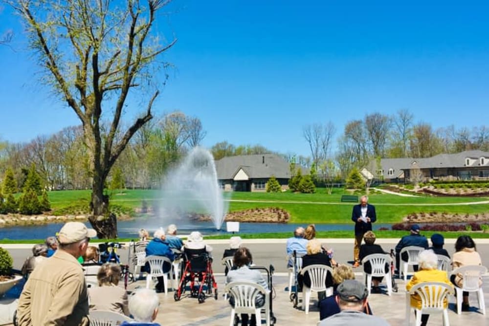 Residents enjoying some sunshine at Blossom Ridge in Oakland Charter Township, Michigan