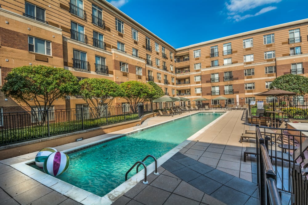 Large resort size pool at 55 Riverwalk Place in West New York, New Jersey