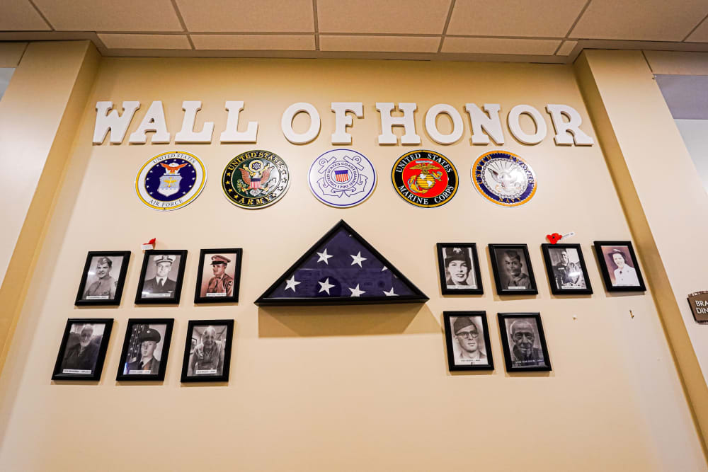Veteran wall of honor at Harmony at State College in State College, Pennsylvania