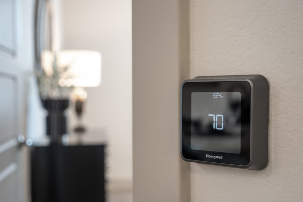 Modern smart thermostat at Marquis at Chandler in Chandler, Arizona