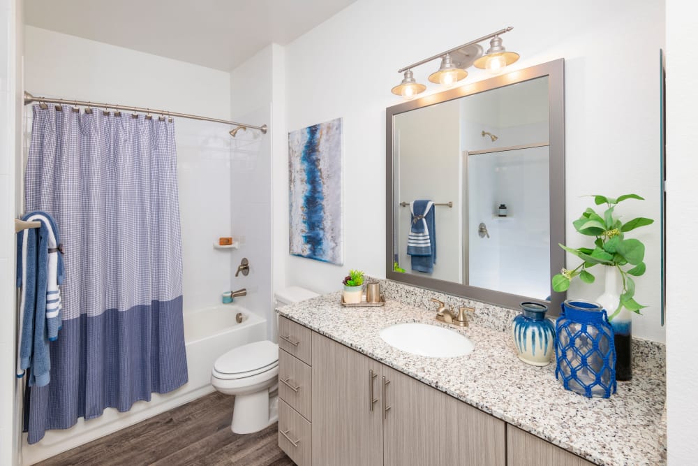 Bathroom with sink and shower at The Crossing at Cooley Station