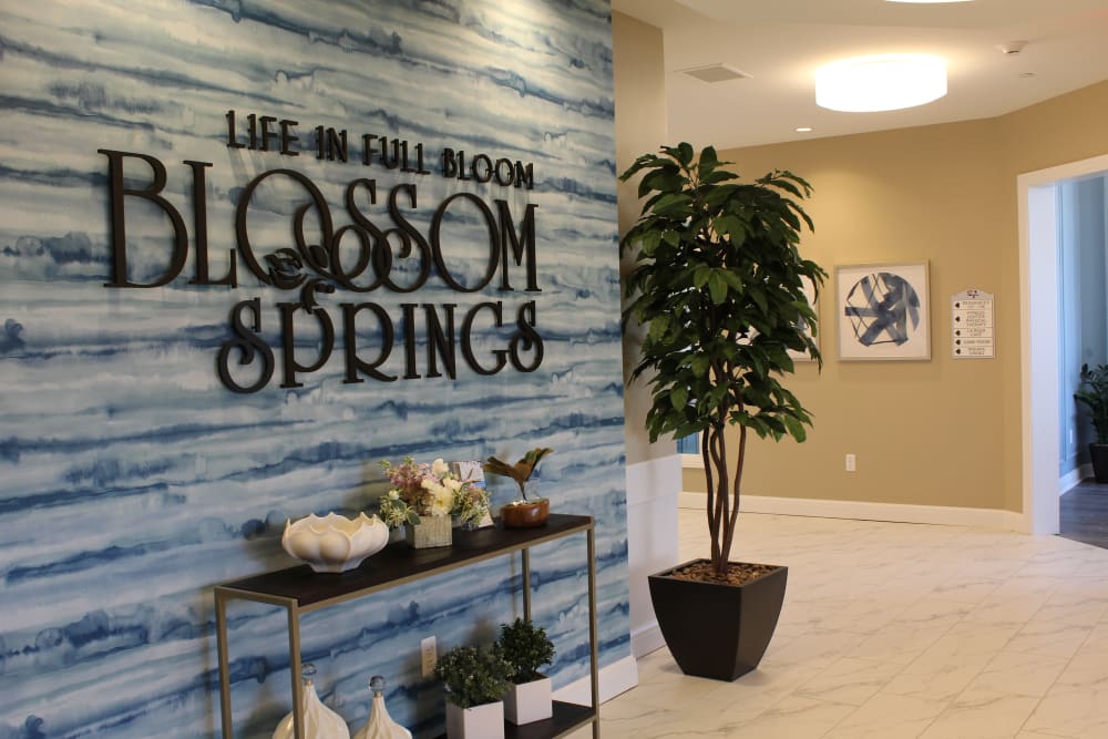 Main entrance of the Blossom Springs Assisted Living and Memory Care Community