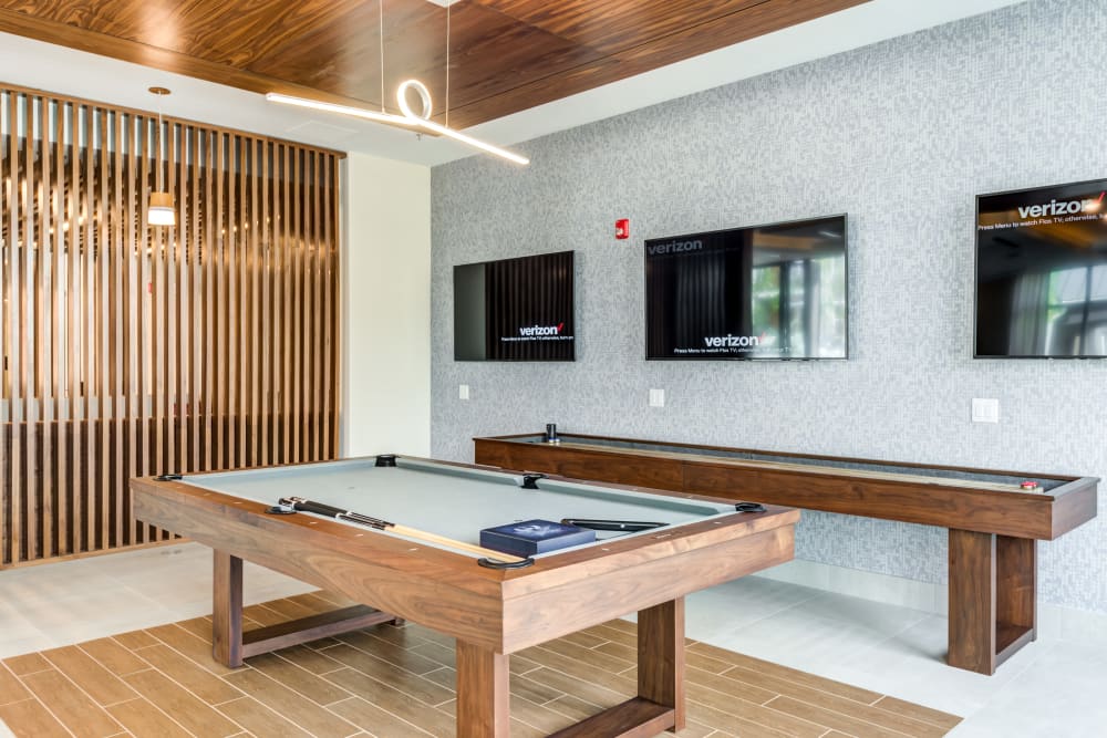 Shuffleboard and pool table at Everly in Largo, Maryland