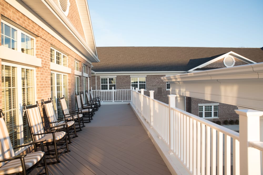 Enjoy sunshine on the deck at The Springs at Oldham Reserve in La Grange, Kentucky