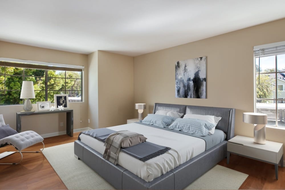 Beautiful master bedroom at Sofi Ocean Hills in Oceanside, California