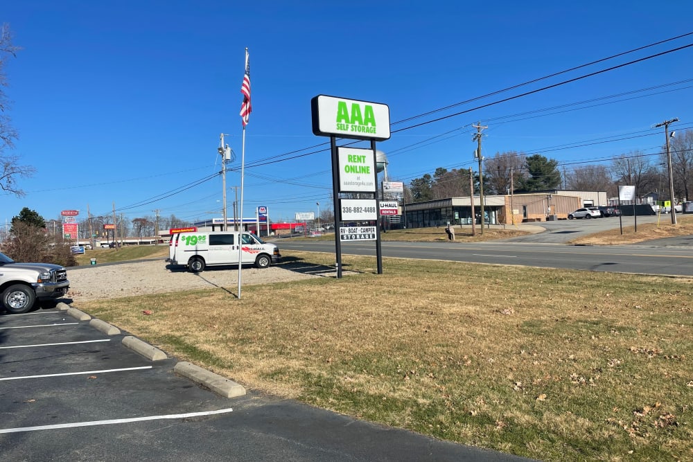 parking spots at AAA Self Storage of Thomasville in Thomasville, North Carolina