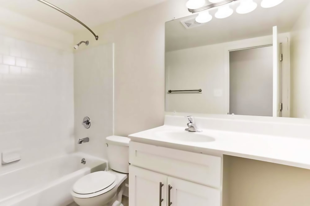 Model bathroom at Satyr Hill Apartments in Parkville, Maryland