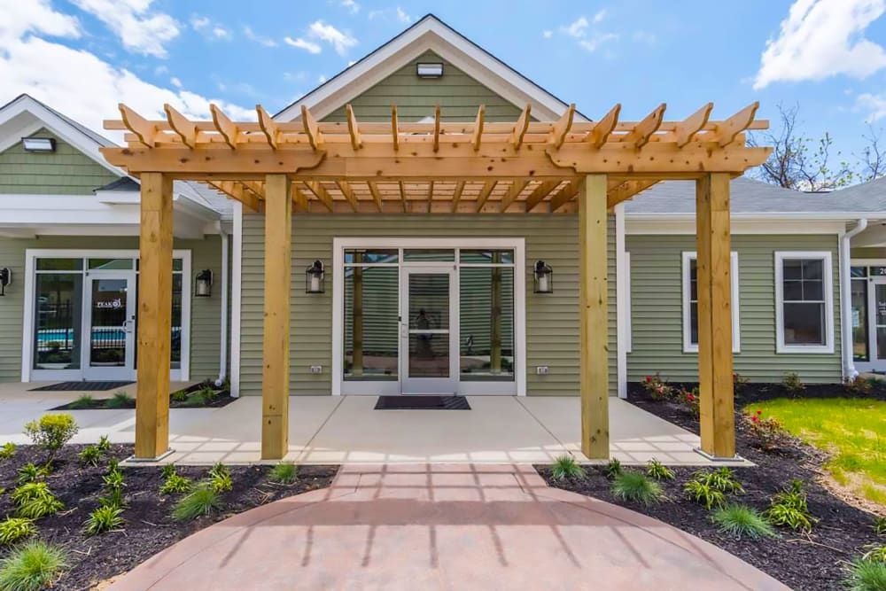 Entrance to the community clubhouse at Satyr Hill Apartments in Parkville, Maryland