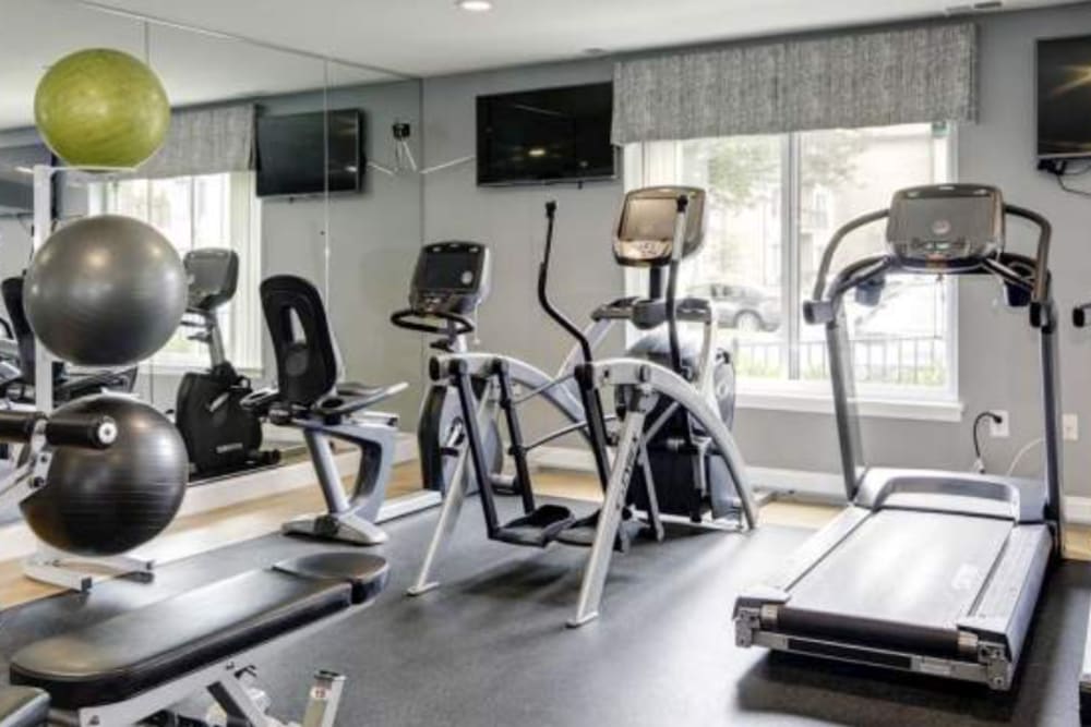 Fitness center at Annen Woods Apartments in Pikesville, Maryland