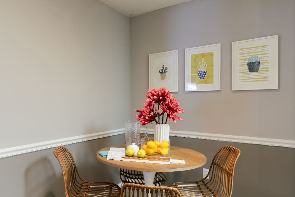 Comfortable dining nook at Andover Woods in Charlotte, North Carolina