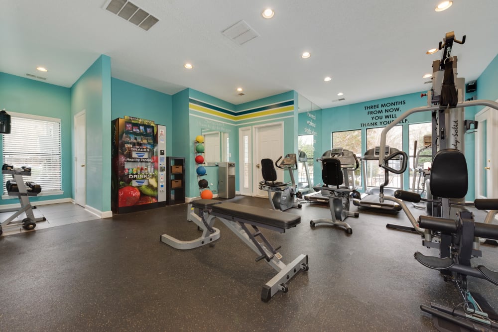 Well-equipped fitness center at Andover Woods in Charlotte, North Carolina