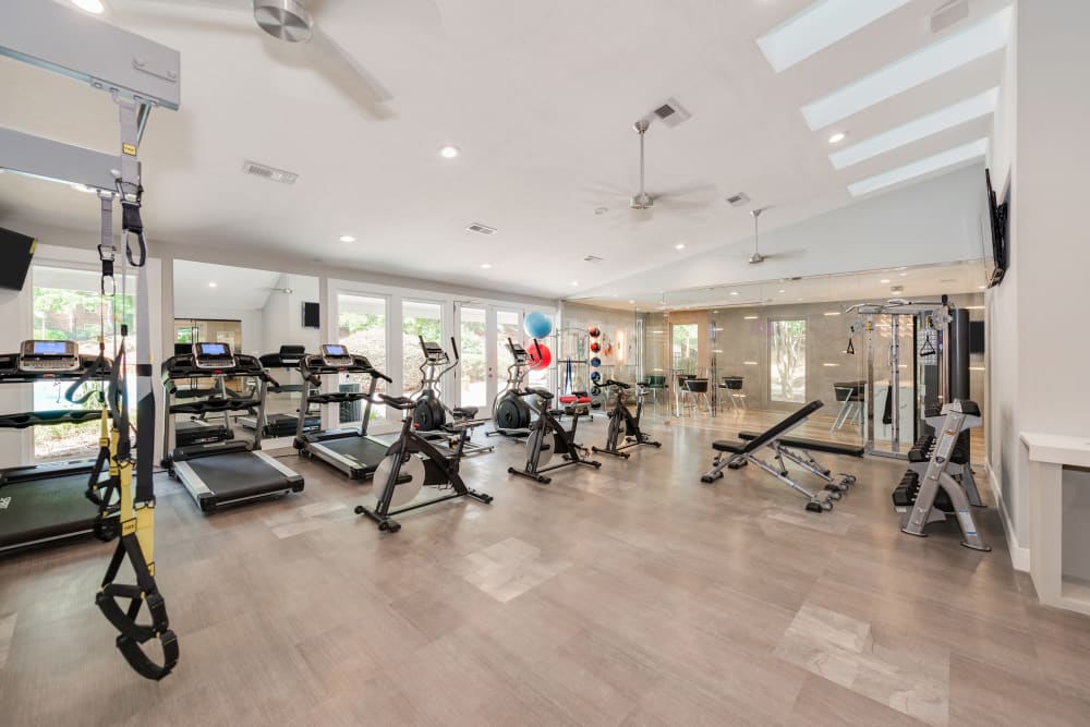 Spacious fitness center at Averelle North Hills in Raleigh, North Carolina