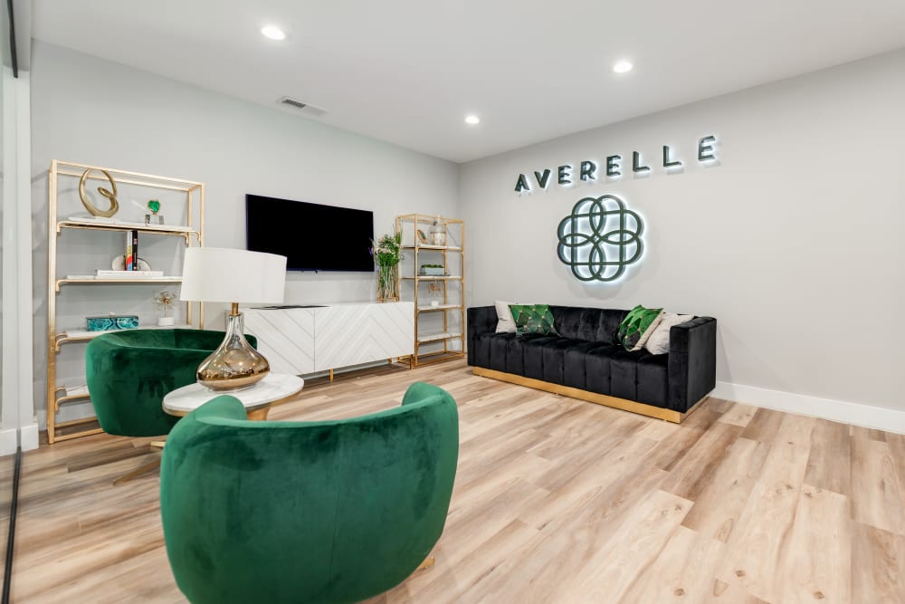 Beautiful modern lounge at Averelle North Hills in Raleigh, North Carolina