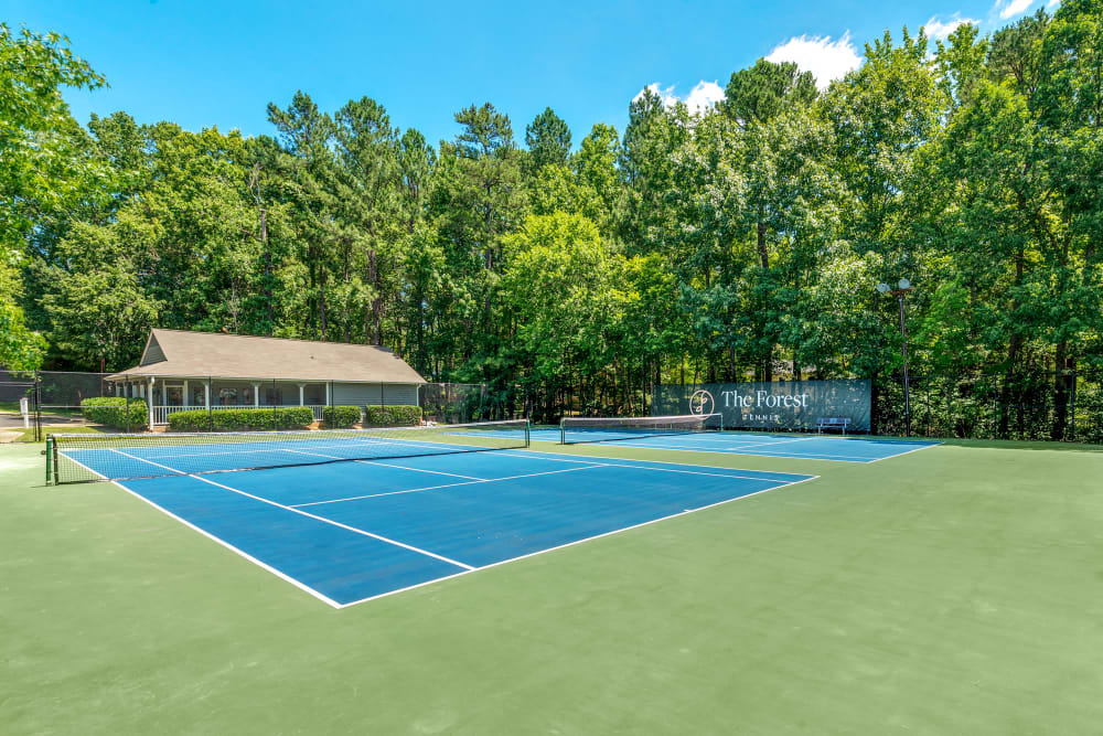 Tennis courts at The Forest in Durham, North Carolina
