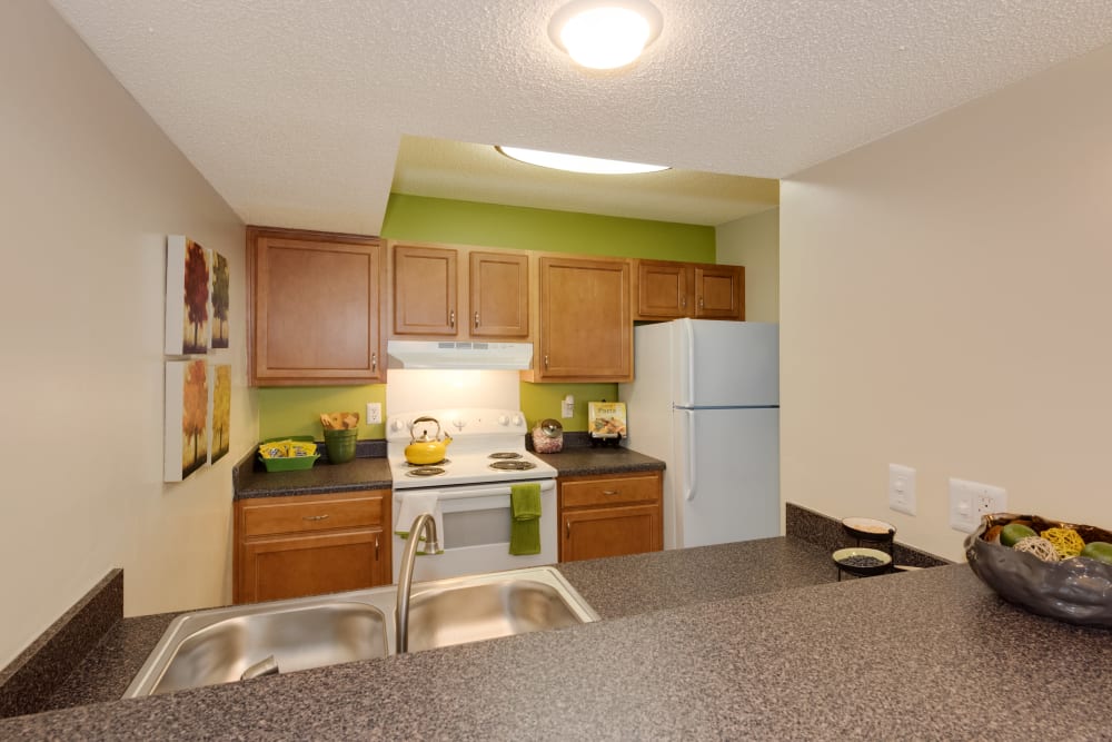 Model kitchen at Triangle Place in Durham, North Carolina