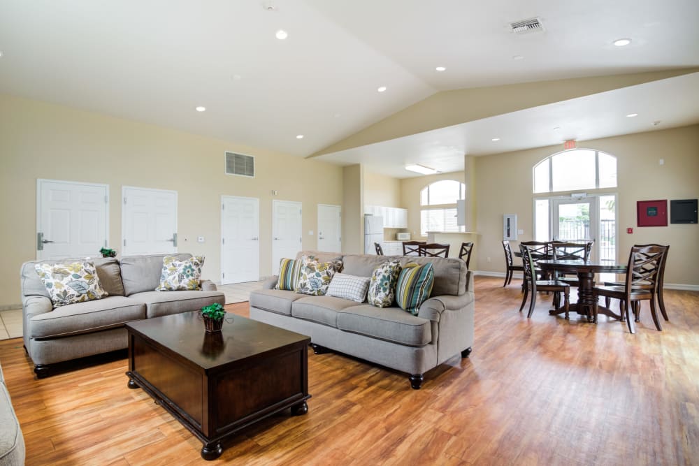 Wood flooring in a townhome living room at Forster Hills in Oceanside, California