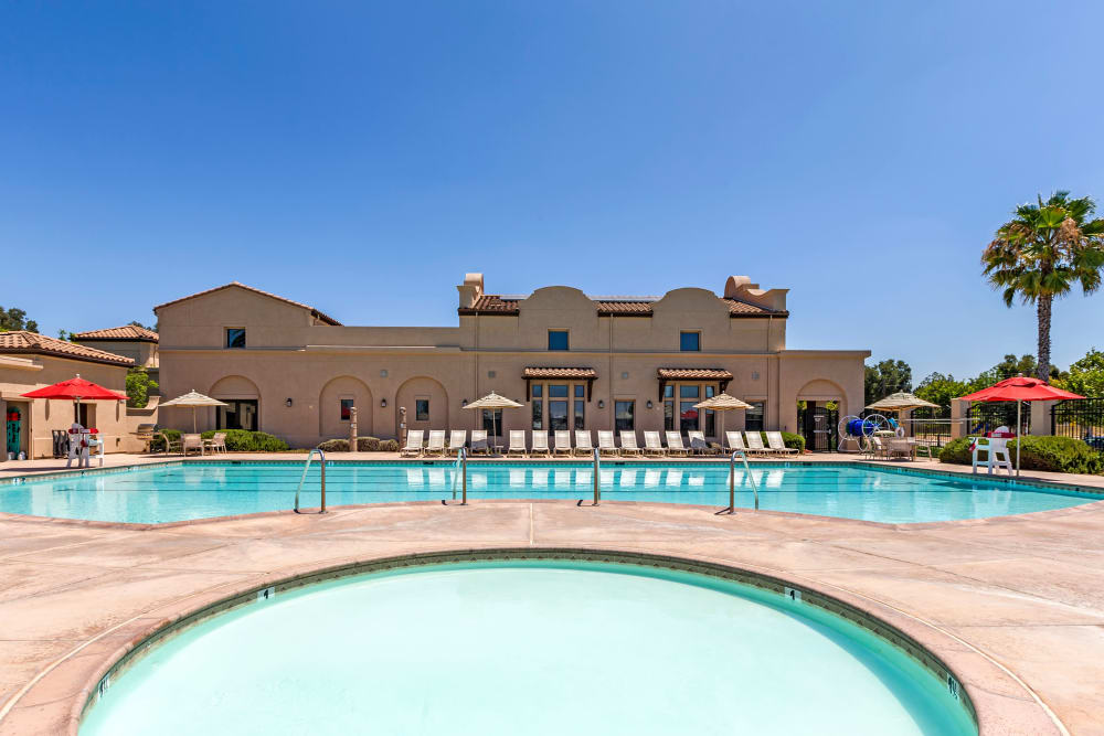 A children's wading pool and a swimming pool at Miramar Milcon in San Diego, California