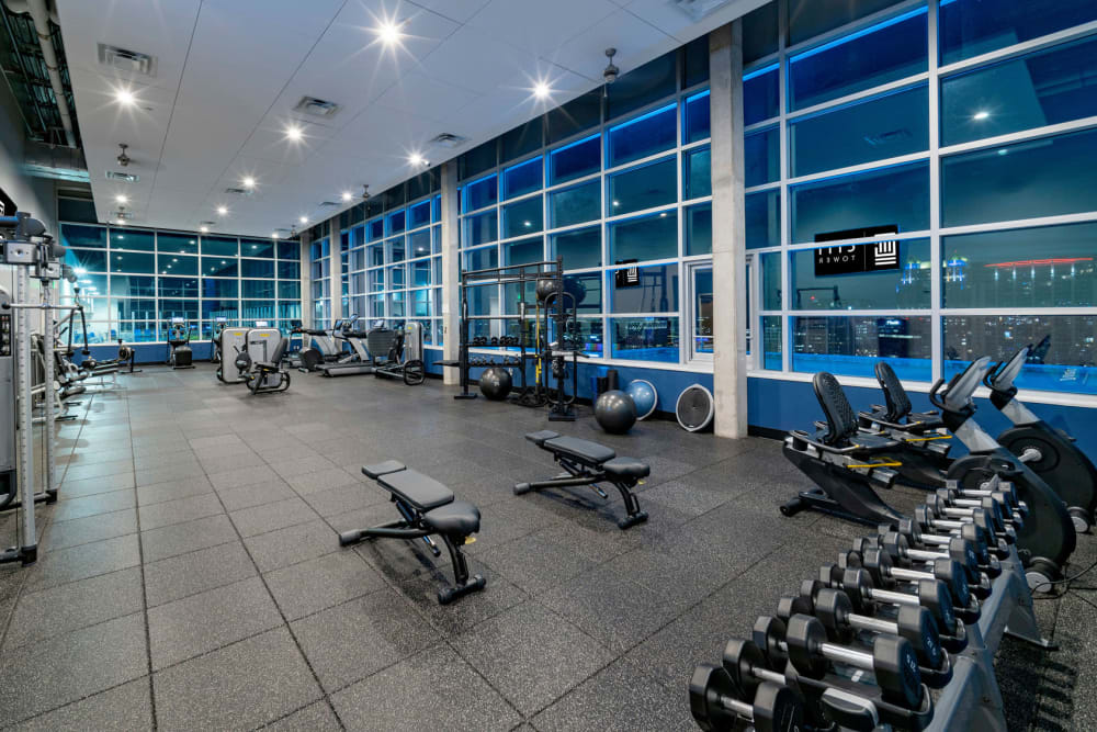 Very well-equipped fitness center at CitiTower in Orlando, Florida