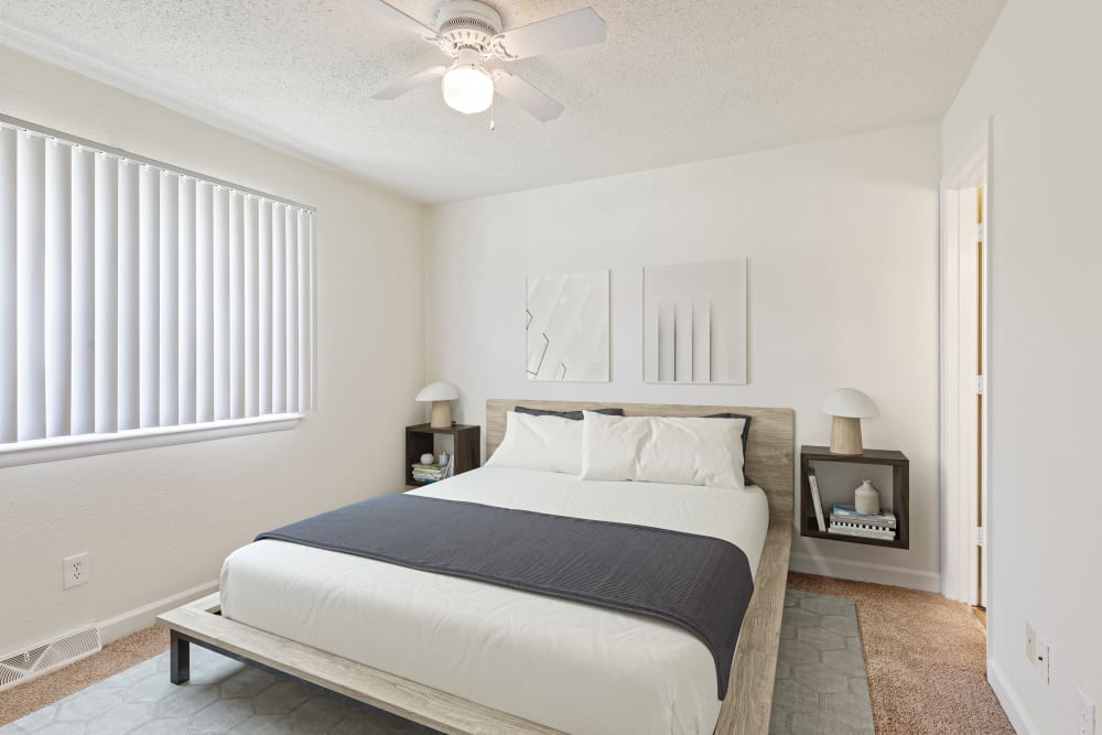 A furnished bedroom in a home at Pecan Crescent in Chesapeake, Virginia