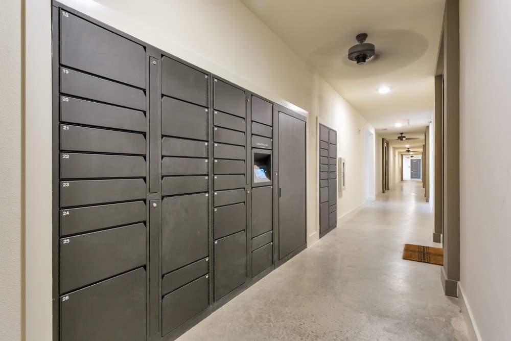 Secure lockers where you can receive packages at The Nash in Dallas, Texas
