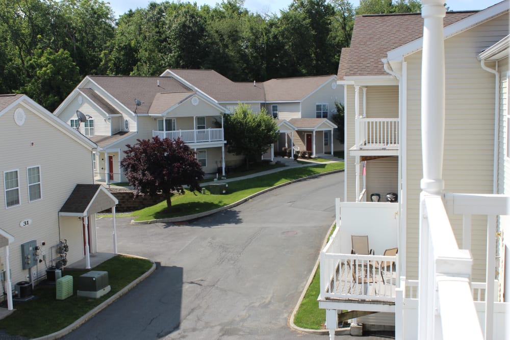 Private balconies outside resident homes with great views of the neighborhood at Eagle Rock Apartments & Townhomes at Rensselaer in Rensselaer, New York