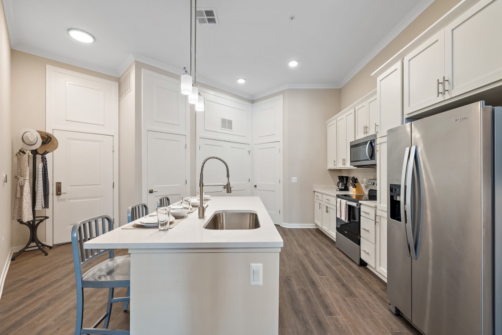 Large open model kitchen at Singh Apartments in West Bloomfield, Michigan