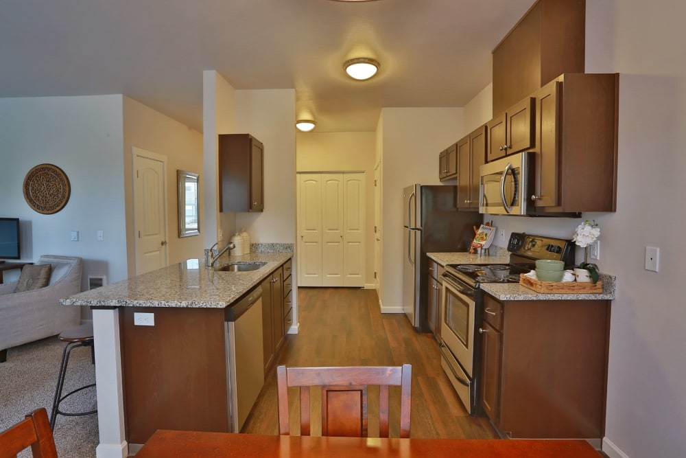 tidy kitchen at The Fairway Apartments in Salem, Oregon