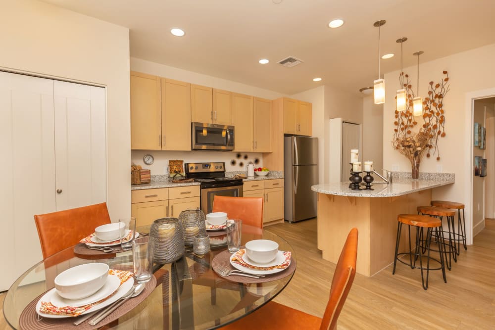 A model dining room table setting at  Mountain Trail in Flagstaff, Arizona