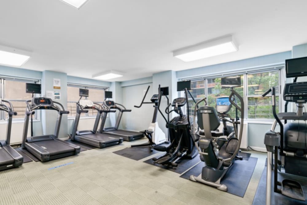 Spacious fitness center at The Caldwell in New York, New York