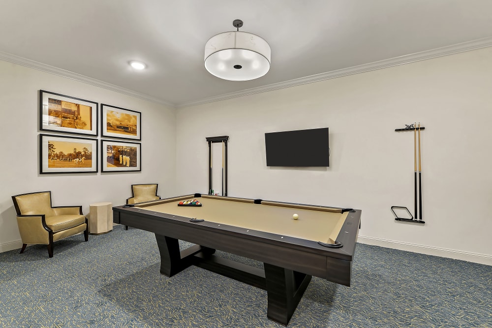 Game room with a pool table at The Blake at Bossier City in Bossier City, Louisiana