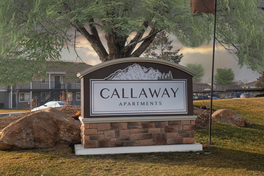The front sign at Callaway Apartments in Taylorsville, Utah