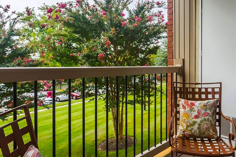 Private balcony at Hamilton Springs Apartments in Baltimore, Maryland