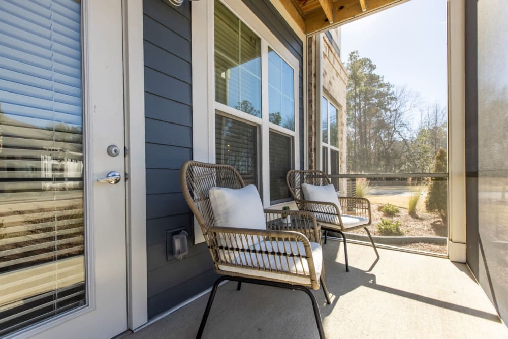 Screened in porches at South City Apartments in Summerville, South Carolina