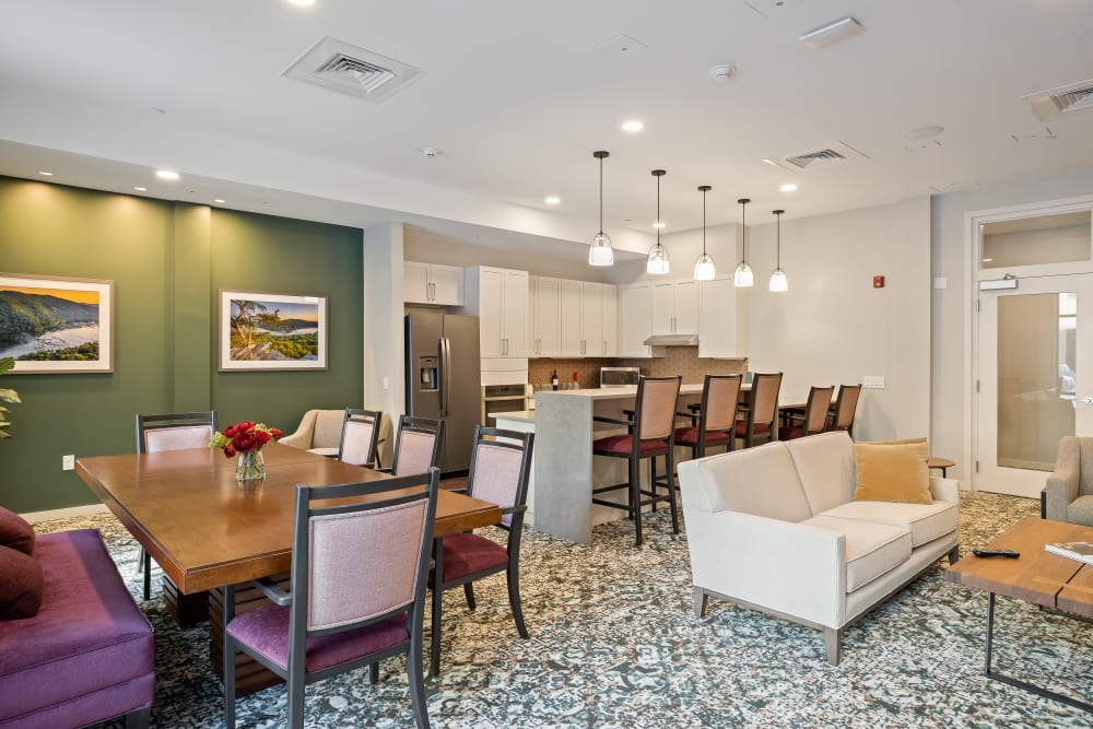 resident dining and living room at Anthology of Charlottesville in Charlottesville, Virginia