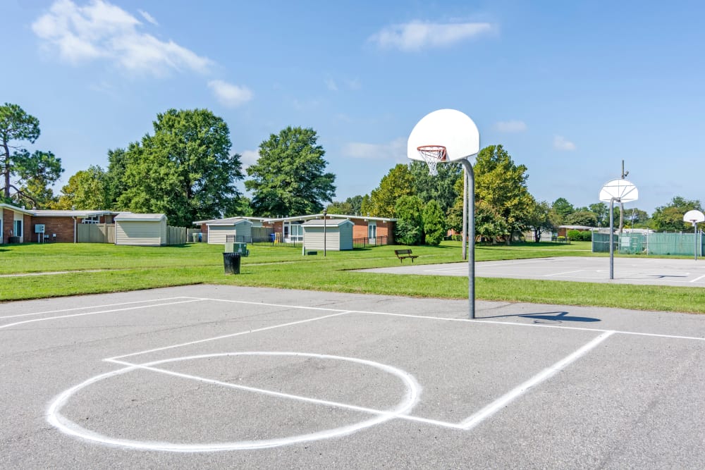 A basketball court at Castle Acres in Norfolk, Virginia