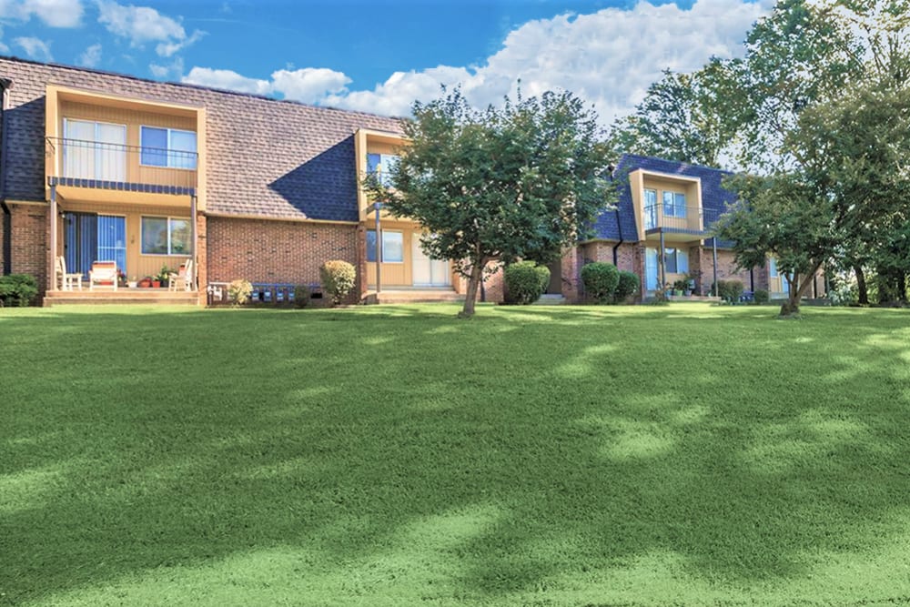 View of grass area at Patrician Terrace Apartment Homes in Jackson, Tennessee