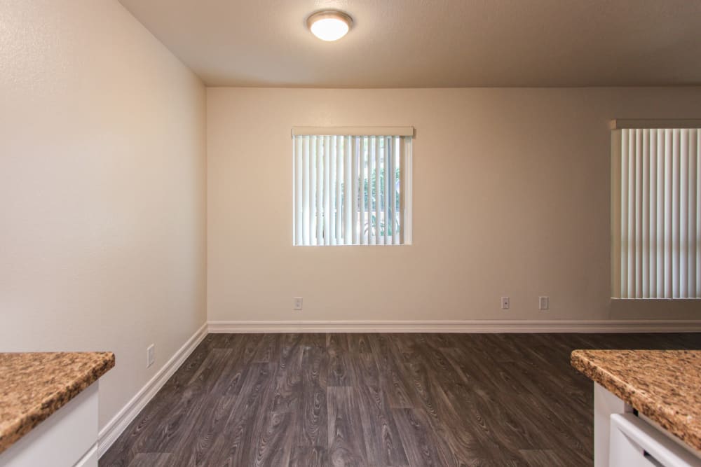 Wood flooring in a townhome living room at Bonita Bluffs in San Diego, California