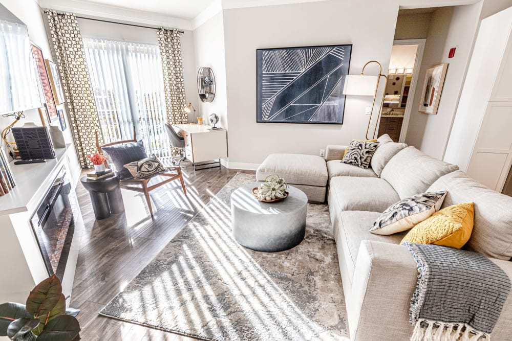 Spacious living room at The Barton | Apartments in Clayton, Missouri