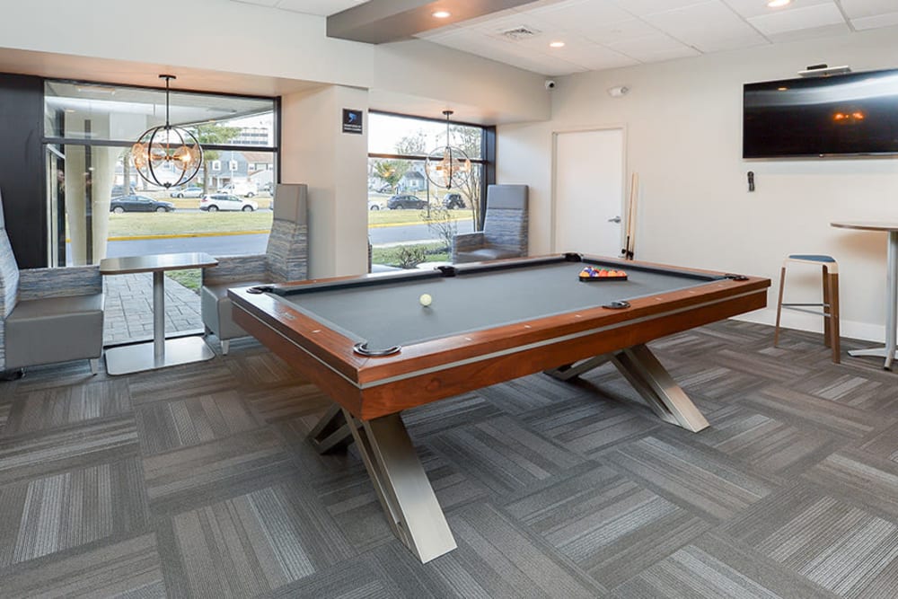 Billiards table in the resident lounge at Towers of Windsor Park Apartment Homes in Cherry Hill, New Jersey