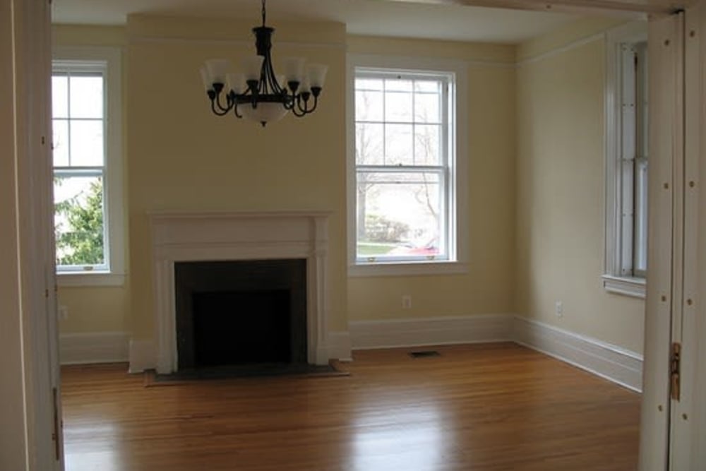 the living space and fireplace at Wood Road in Annapolis, Maryland